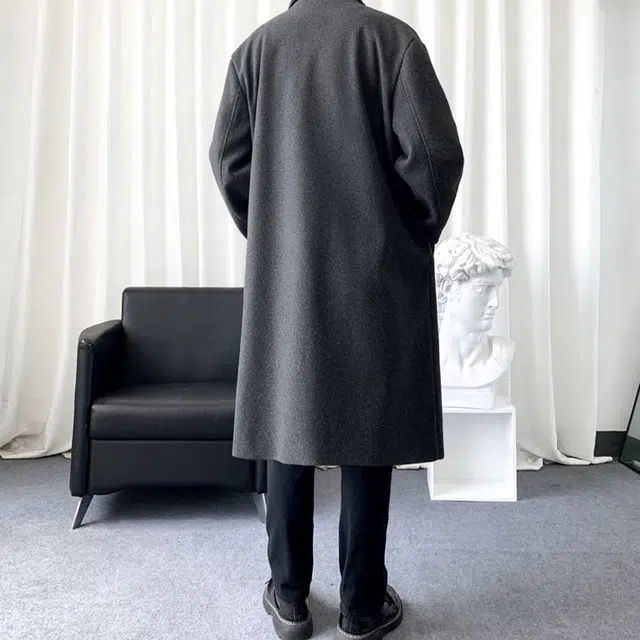 加荣 中长款英伦风宽松慵懒痞帅潮牌纯色长袖大衣 男女同款