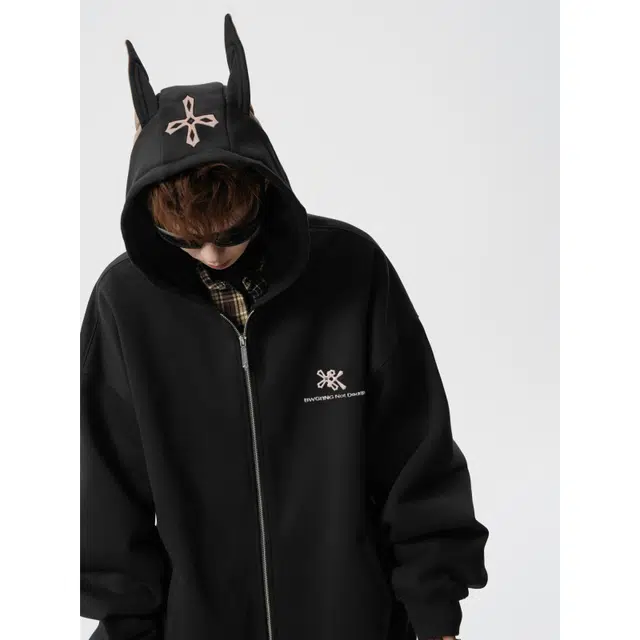 加荣 美式复古潮流印花小众设计款秋男装休闲时尚个性街头高级感连帽开衫男通勤百搭高街风潮酷宽松女秋季卫衣 男女同款