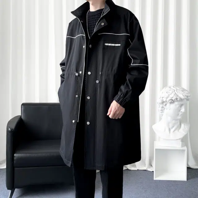 加荣 中长款休闲立领宽松痞帅慵懒英伦风大衣 男女同款