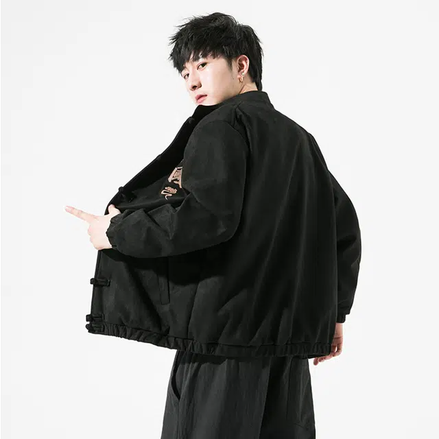 加荣 复古风宽松潮牌盘扣中山装改良时尚高级感居士服夹克 男女同款