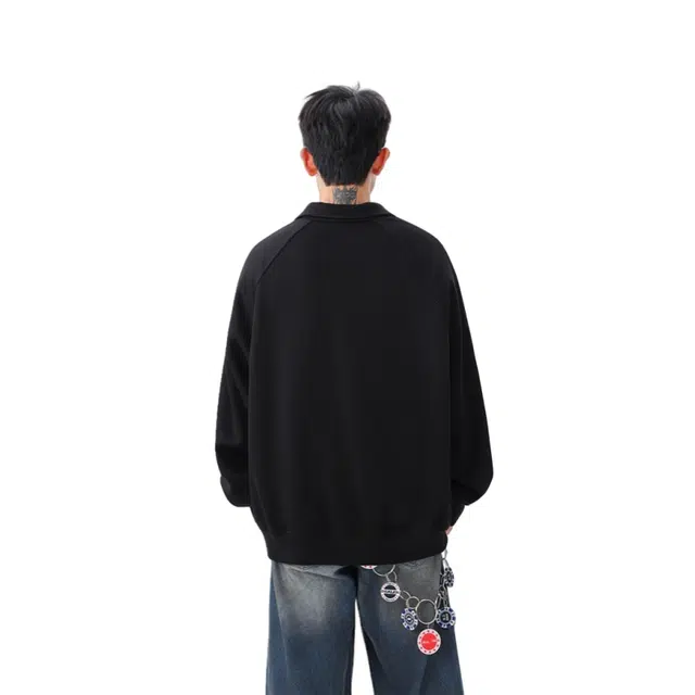 加荣 美式潮流半拉链男外套宽松翻领百搭小众男秋卫衣时尚高端衣服慵懒风情侣青少年男装帅气学生春秋季舒适上衣 男女同款