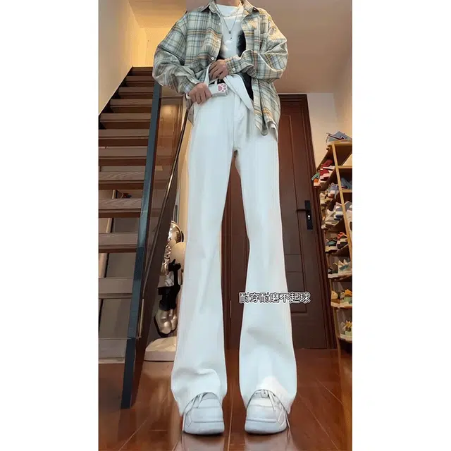 加荣 弯刀微喇裤薄款高个子加长直筒不贴腿牛仔裤 男女同款