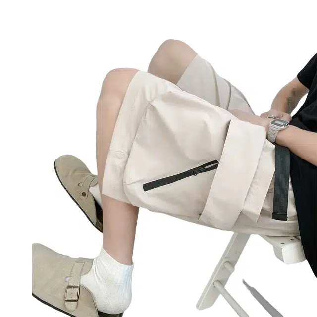 加荣 轻薄透气凉感青少年户外健身运动裤休闲直筒阔腿裤小众设计感潮流百搭松紧腰五分中裤外穿夏季工装短裤 男女同款