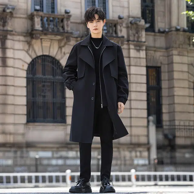 加荣 复古假二件英伦风双层领高级感外套通勤百搭披风慵懒风痞帅青少年风衣 男女同款