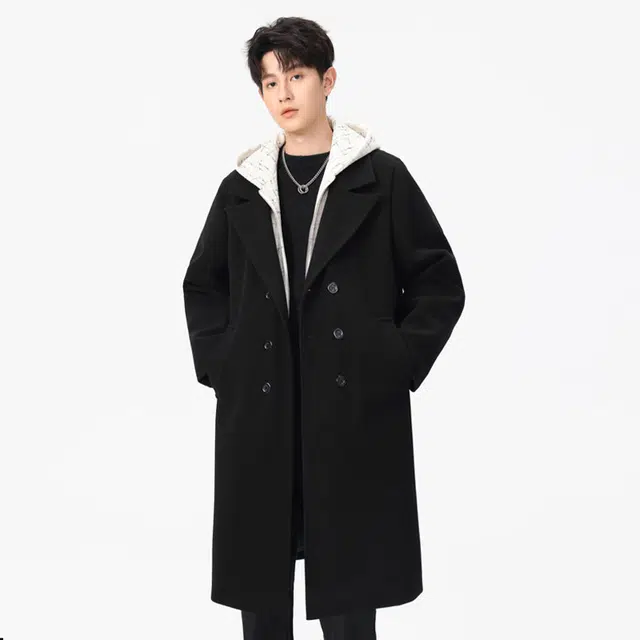 加荣 假两件潮流高级感穿搭双排扣中过膝休闲百搭上衣小众设计感风衣外套 男女同款