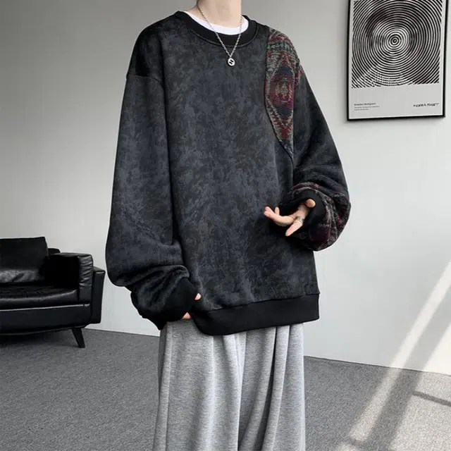 加荣 新中式拼接套头潮牌舒适百搭长袖卫衣 男女同款