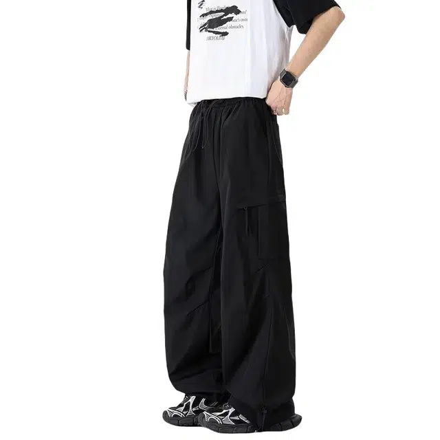 加荣 大口袋户外工装裤男夏季轻薄透气潮牌青少年出行通勤百搭男裤美式机能宽松休闲痞帅直筒阔腿裤长裤 男女同款