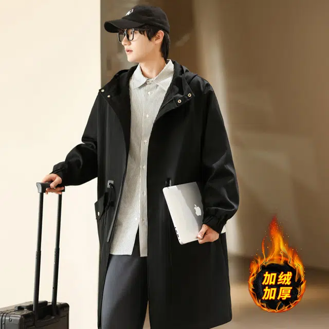 加荣 高级感英伦风中长款秋冬季连帽宽松百搭过膝潮流时尚工装大衣 男女同款
