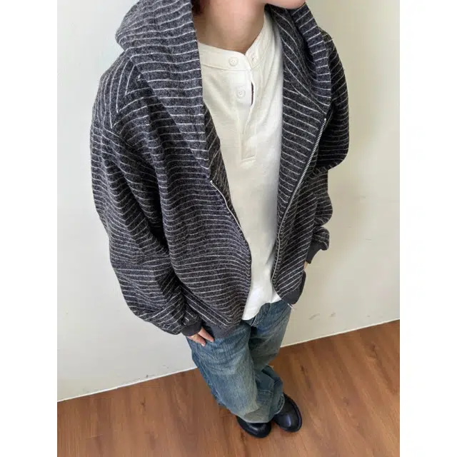 加荣 秋条纹连帽卫衣外套男小众设计感休闲宽松美式开衫男早秋拉链男款百搭慵懒风潮牌高级情侣上衣 男女同款