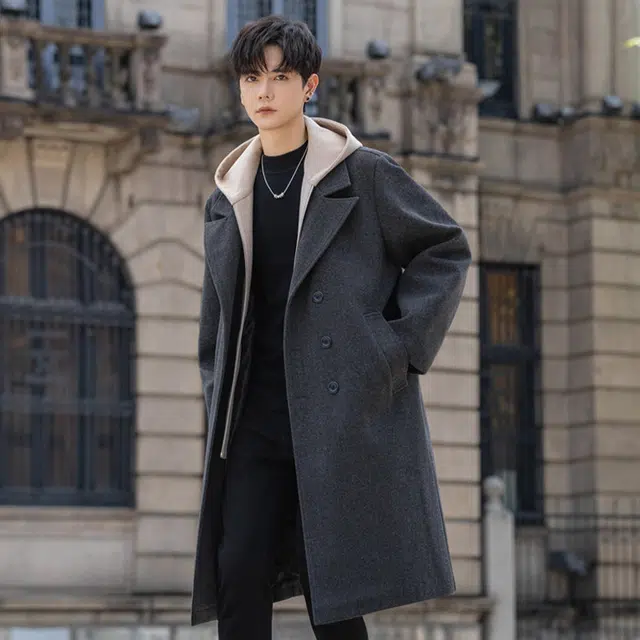 加荣 假两件连帽中长款舒适百搭休闲长袖大衣 男女同款