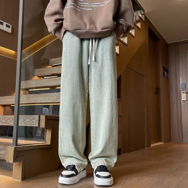 加荣 宽松直筒裤青少年高级感水洗做旧休闲裤夏季潮牌高街复古牛仔裤 男女同款