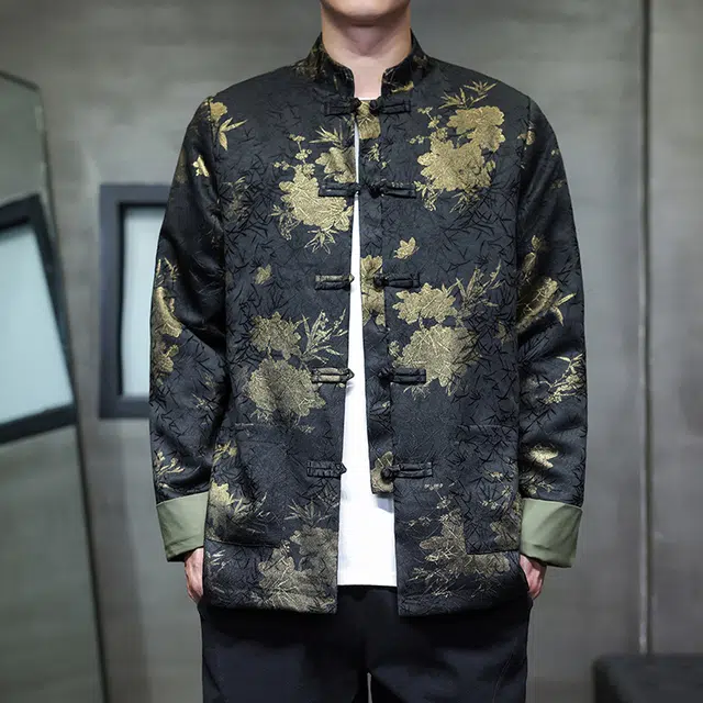 加荣 中国风印花季宽松松弛感中山装端复古盘扣唐装新中式衫时尚高级感立领改良汉服夹克外套 男女同款