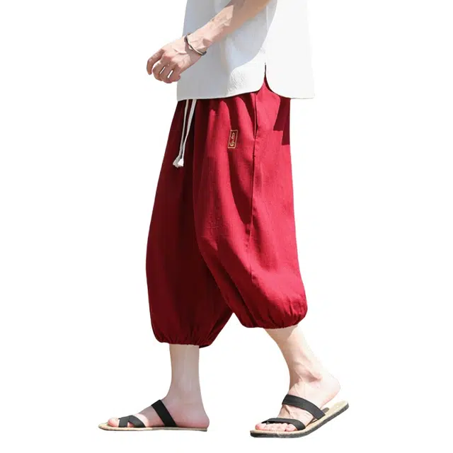 加荣 新中式薄款透气潮流青少年哈伦裤百搭宽松直筒阔腿裤休闲短裤 男女同款