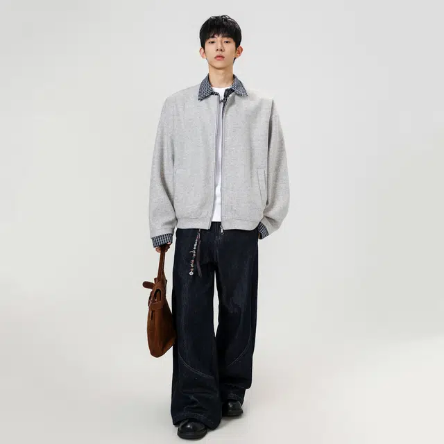 加荣 美式复古假两件拼接宽松百搭休闲松弛感老钱风长袖时尚高级感夹克外套 男女同款