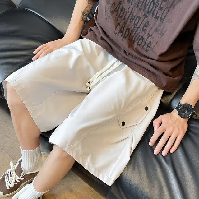 加荣 男夏季薄款透气美式篮球运动速干裤子设计感褶皱五分裤工装短裤 男女同款