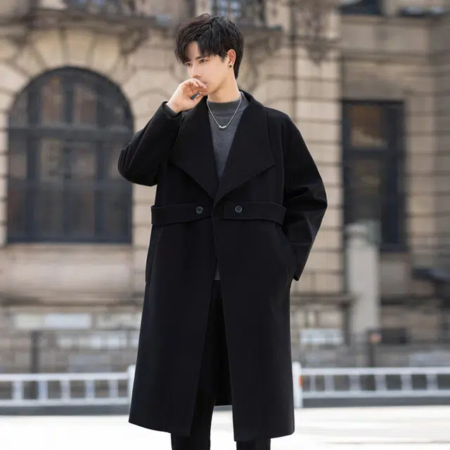 加荣 毛呢中长款过膝呢子秋季英伦风时尚高级感慵懒风松弛感纯色基础款休闲百搭大衣 男女同款