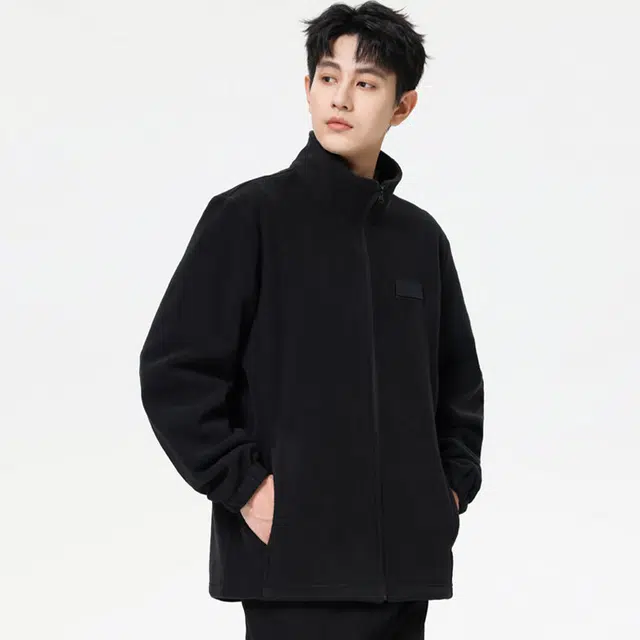 加荣 户外百搭美式复古宽松休闲立领纯色拉链运动夹克外套 男女同款