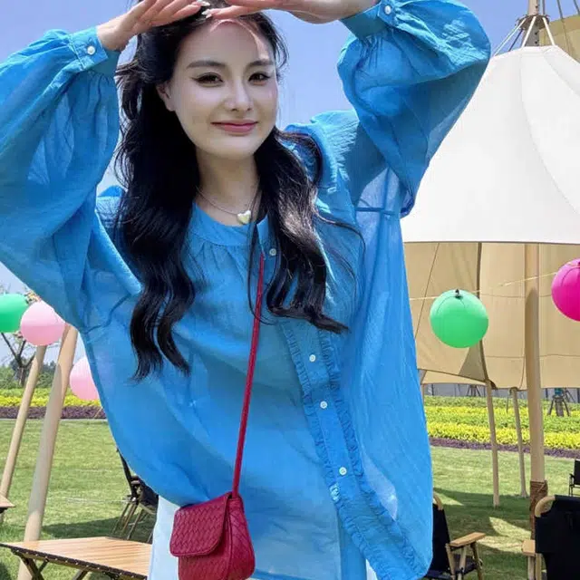 沐晓欣 貌美木耳边防晒长袖衬衫 女款