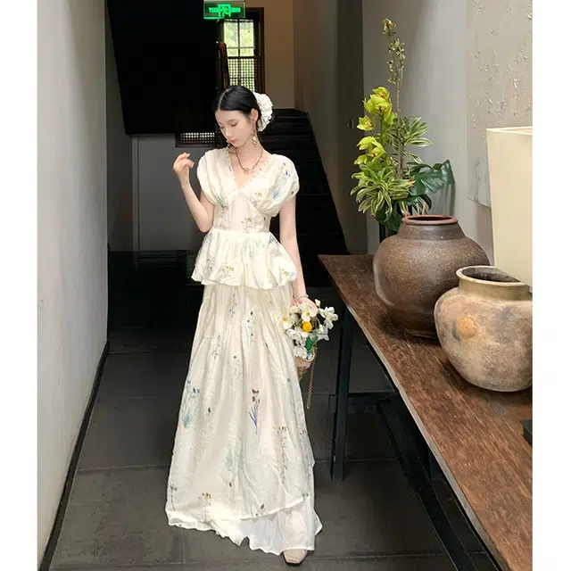 沐晓欣 甜酷风简约舒适短袖通勤优雅休闲裙装套装 女款