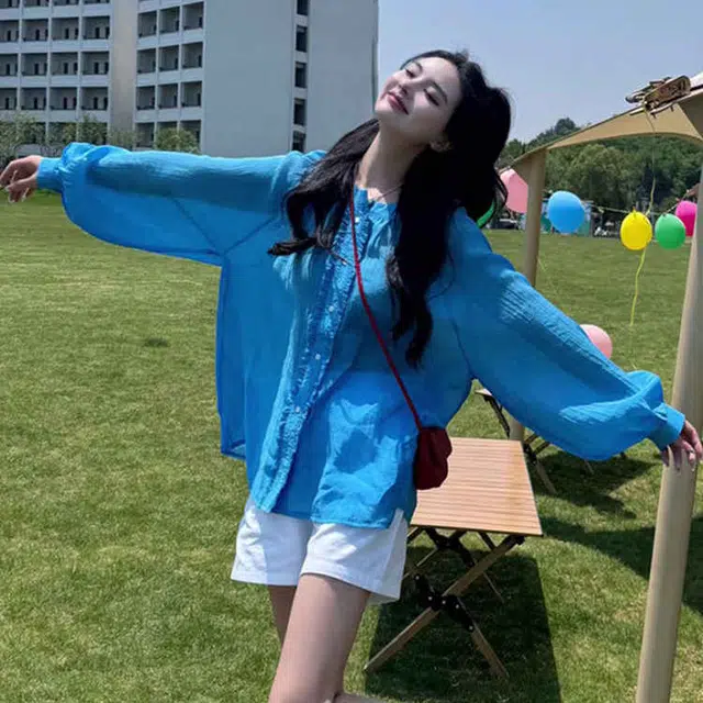 沐晓欣 貌美木耳边防晒长袖衬衫 女款