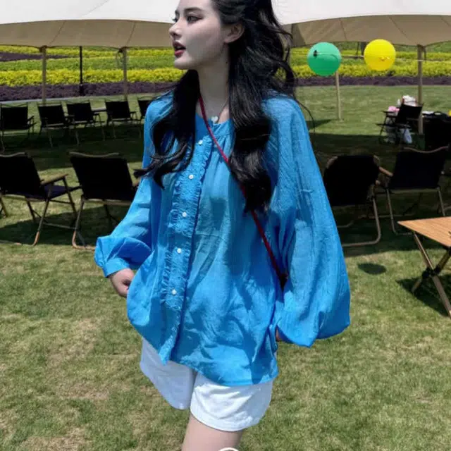 沐晓欣 貌美木耳边防晒长袖衬衫 女款