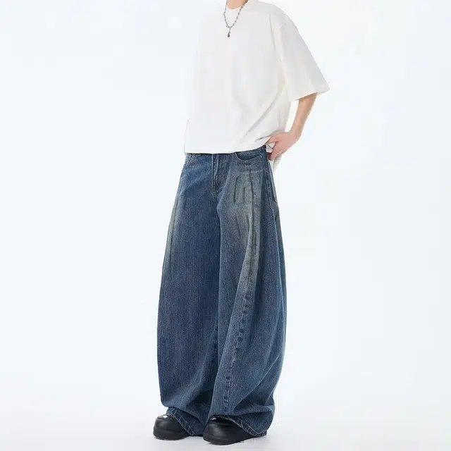 拾个壹先生 美式高街阔腿休闲百搭水洗痞帅牛仔裤 男女同款