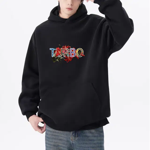 拾个壹先生 美式高街格纹仿刺绣印花复古百合花卉工艺休闲百搭卫衣 男女同款