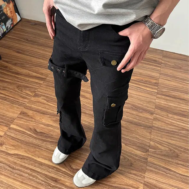 拾个壹先生 美式复古高街修身设计感潮流舒适简约百搭牛仔裤 男女同款