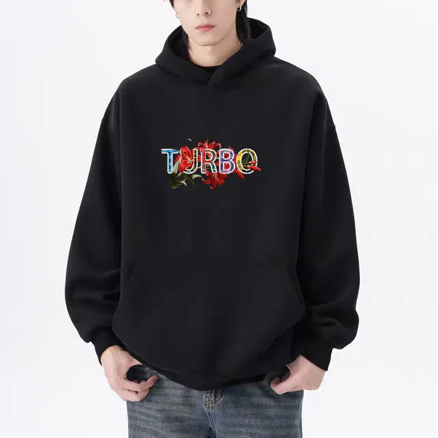 拾个壹先生 美式高街格纹仿刺绣印花复古百合花卉工艺休闲百搭卫衣 男女同款