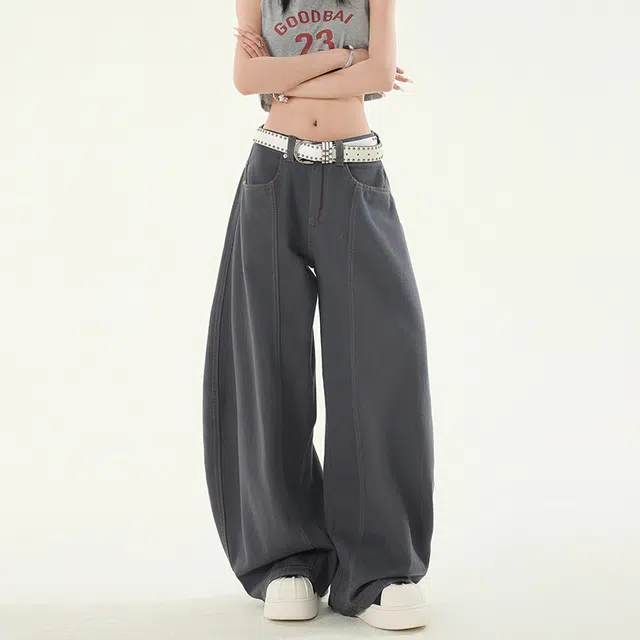 拾个壹先生 高级感阔腿女高腰垂感显瘦直筒拖地休闲百搭牛仔裤 男女同款