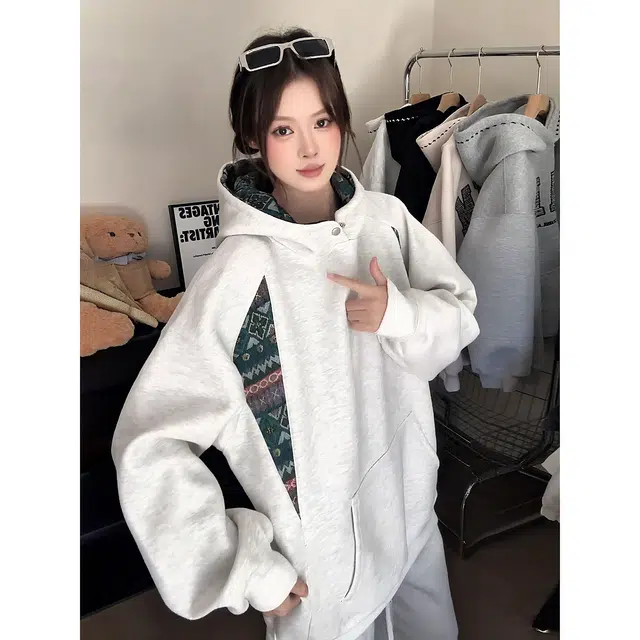 寻星记 美式复古民族风拼接新中式国潮重磅连帽外套春秋季穿搭卫衣 男女同款