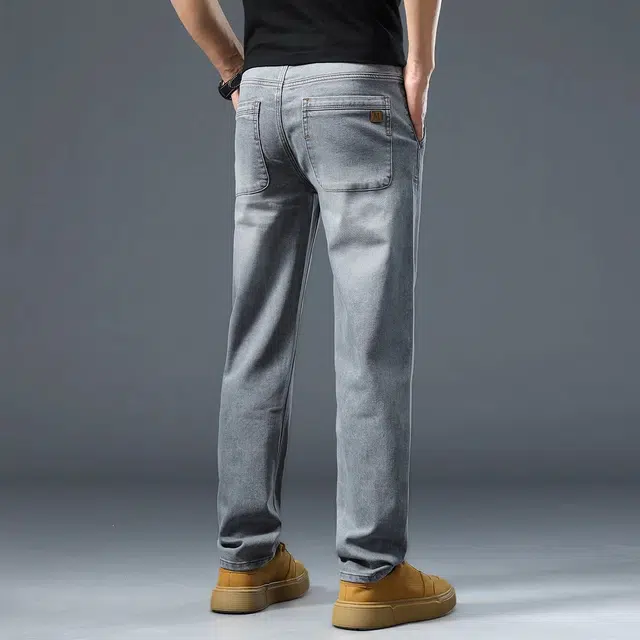 吉肯蒂 潮牌美式长裤男修身直筒时尚男裤牛仔裤 男款