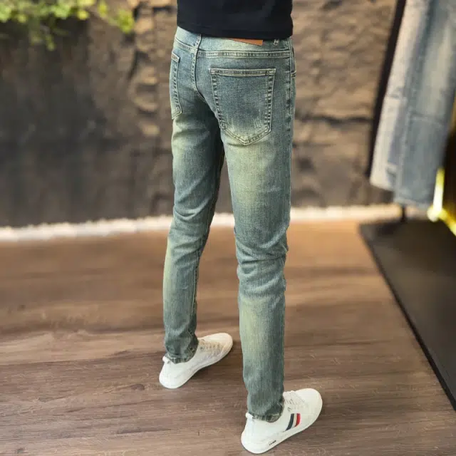 吉肯蒂 高端做旧复古中腰长裤牛仔裤 男款