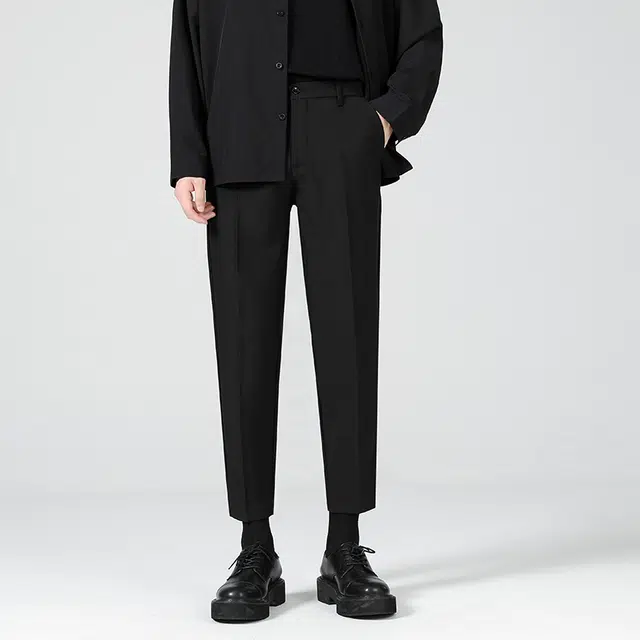 吉肯蒂 九分休闲西裤男秋季抗皱垂感修身直筒西装裤男士长裤 男款