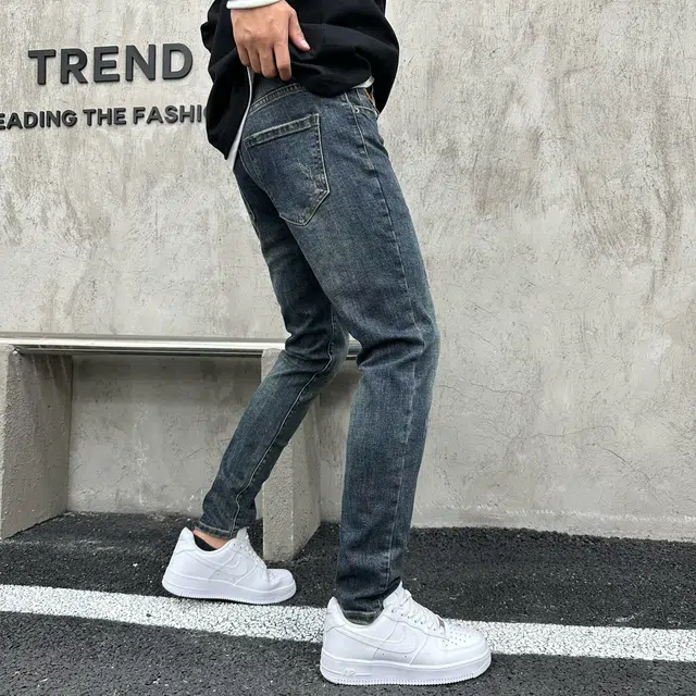 吉肯蒂 复古牛仔裤男爆款简约时尚潮流韩版修身小脚长裤 男款