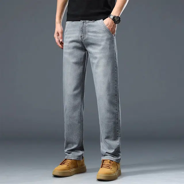 吉肯蒂 潮牌美式长裤男修身直筒时尚男裤牛仔裤 男款