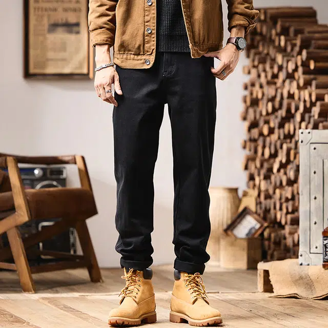 吉肯蒂 新潮美式长裤男装宽松小锥裤牛仔裤 男款