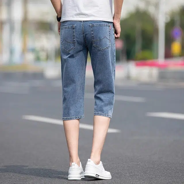 吉肯蒂 美式七分裤夏季薄款宽松休闲中裤直筒牛仔短裤 男款