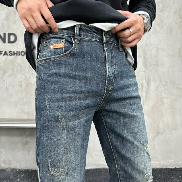 吉肯蒂 复古牛仔裤男爆款简约时尚潮流韩版修身小脚长裤 男款