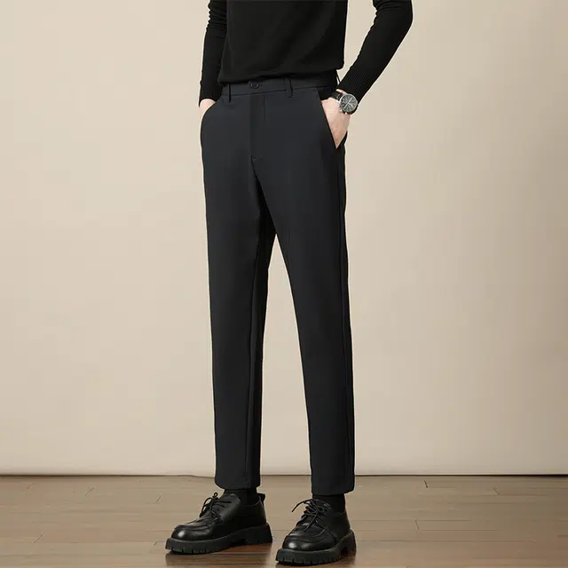 吉肯蒂 轻奢男士弹力九分小西裤秋冬季修身直筒坠感高级休闲裤 男款