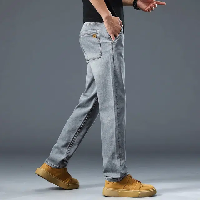 吉肯蒂 潮牌美式长裤男修身直筒时尚男裤牛仔裤 男款