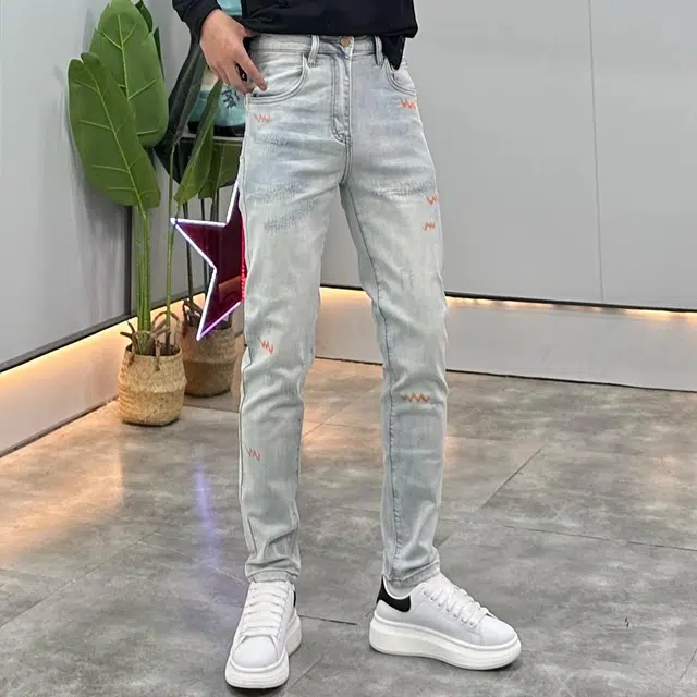 吉肯蒂 高端九分修身薄款潮流百搭舒适时尚复古牛仔裤 男款