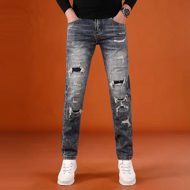 吉肯蒂 秋季高端弹力修身小直筒男士时尚长裤牛仔裤 男款