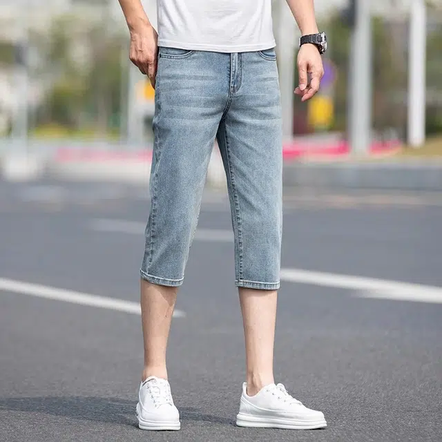 吉肯蒂 美式七分裤夏季薄款宽松休闲中裤直筒牛仔短裤 男款