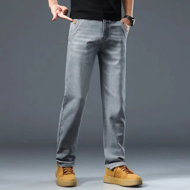 吉肯蒂 潮牌美式长裤男修身直筒时尚男裤牛仔裤 男款