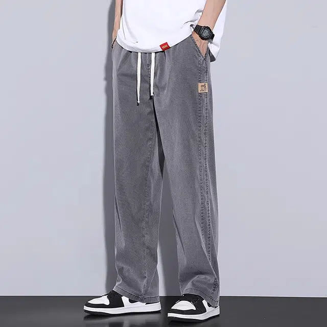 吉肯蒂 宽松垂感阔腿时尚百搭简约牛仔裤 男款
