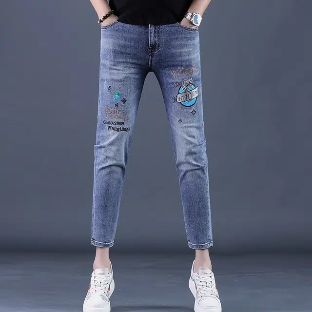 吉肯蒂 潮牌修身小脚舒适百搭休闲九分牛仔裤 男款