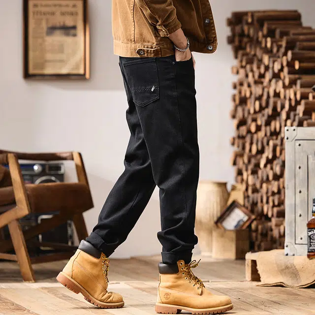 吉肯蒂 新潮美式长裤男装宽松小锥裤牛仔裤 男款