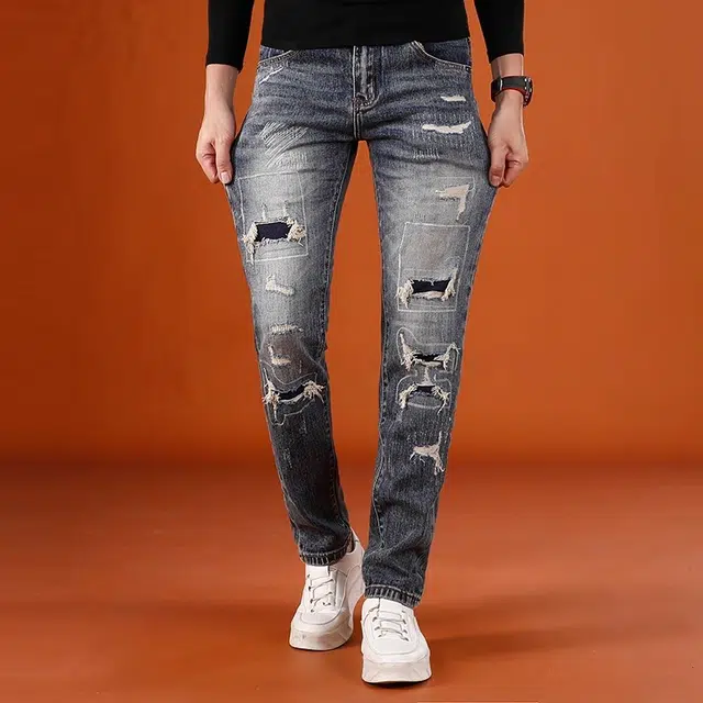 吉肯蒂 秋季高端弹力修身小直筒男士时尚长裤牛仔裤 男款