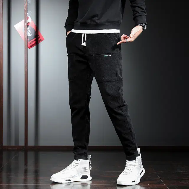 吉肯蒂 潮牌灯芯绒男士宽松小脚裤秋季运动长裤子休闲裤 男款